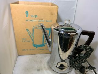 Vintage West Bend Electric Coffee Maker 9 Cup W/box