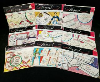9 Vintage Embroidery Transfer Patterns All Vogart Linens Towels Aprons