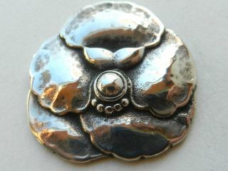 Vintage Sterling Silver Button Large Pansy Flower Shaped 1 - 5/8”