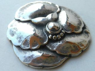 Vintage Sterling Silver Button Large Pansy Flower Shaped 1 - 5/8” 2