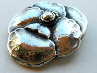 Vintage Sterling Silver Button Large Pansy Flower Shaped 1 - 5/8” 3
