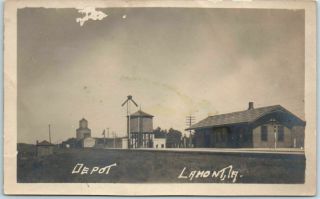 Lamont Iowa Rppc Photo Postcard Railroad Depot Train Station View - Dated 1912