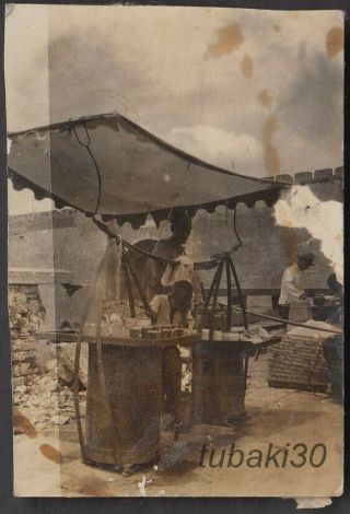 F13 China Nanking 南京 1930s Photo Street Stall In The Rubble