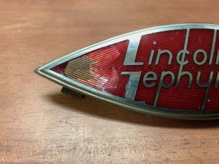 Vintage 1930 ' s Lincoln ZEPHYR Hood Badge Emblem Ornament 3