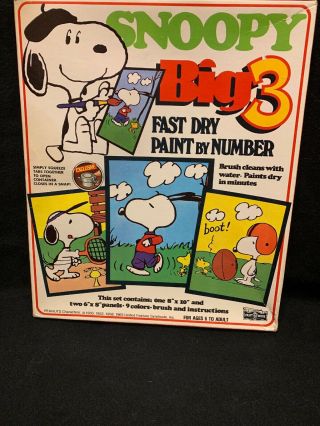 Peanuts Snoopy Paint By Number Vtg 1965 Sports Football Tennis Running Nip