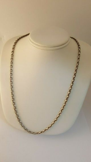 Vintage Sterling Silver Chain Necklace Artisan Heavy Link Handmade 26.  5 " Strong