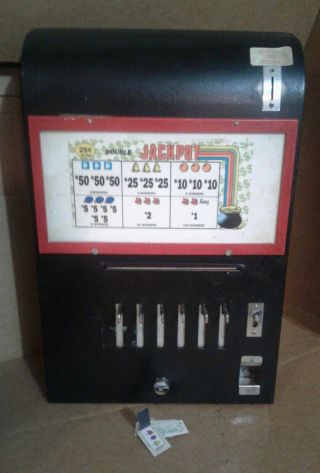 Vintage Double Jackpot Pull Tab Vending Machine 6 Lever 25 Cent