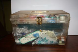 Vintage Wilson Wil - Hold Large Clear Plastic Sewing Thread Storage Box Usa - Tray