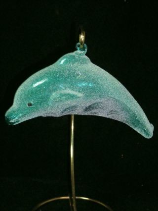 1990s Vintage Christopher Radko Dolphin Glass Ornament 5 3/4 " X 3 " Fish