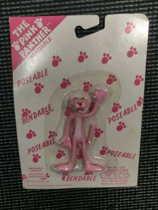 Vintage 1989 Jesco The Pink Panther Bendable Action Figure Carded Toy