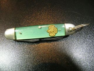 Vintage Green Girl Scout Emblem 4 Blade Kutmaster Pocket Knife With Can Opener
