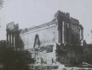 Temple Of Jupiter Ruins,  Baalbek,  Lebanon,  Circa 1900 Magic Lantern Glass Slide