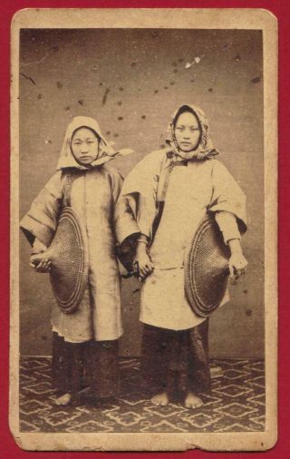 Two Chinese Woman Girl Photo Ca 1880s Cdv Asian Asia