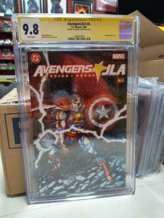 Cgc Ss Jla Avengers 4 9.  8 Signed By George Perez