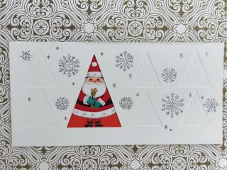 Gvv Vtg Mid - Century Santa Christmas Card Embossed Cut Out Amercan Greetings