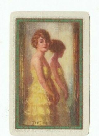 1 Swap Playing Card Vintage Art Deco Lady Charleston Dress - The Mirror