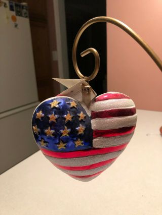 Christopher Radko Brave Heart Flag Christmas Ornament