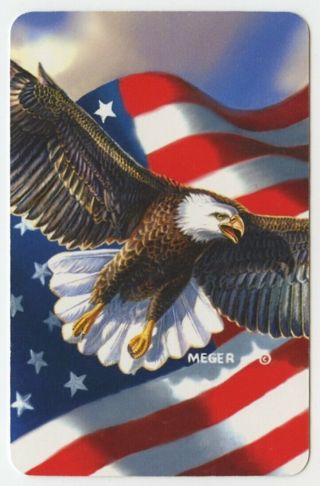Single Playing Card - Usa - Patriotic - American Flag & Eagle [752]