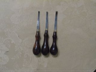 Vintage Leather Tools,  3 C S Osborne Flat Edge Tools 1,  2,  3,