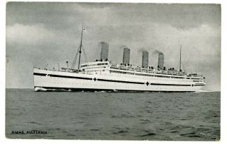 Cunard Ocean Liner - Hms Aquitania Hospital Ship - Postcard Wwi Military