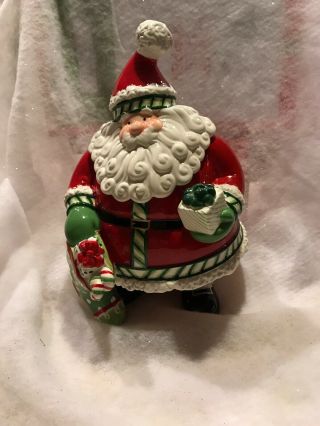 Fitz And Floyd Stocking Stuffers 13.  5 " Santa Claus Cookie Jar Christmas