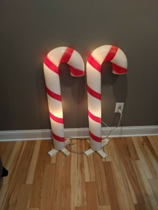 2 Vintage Empire Christmas 39 " Lighted Blow Mold Candy Cane Yard Decor