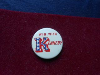Political Campaign Pinback Button 1960 John F.  Kennedy Word Pin