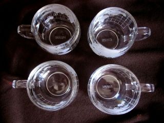 NESTLE NESCAFE Glass World Globe Coffee / Tea Cups Mugs 8 oz.  Set 4 Vintage 1970 3
