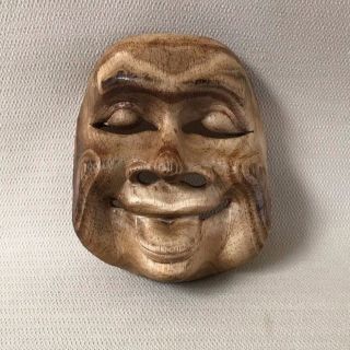 Vintage Wooden Asian Theater Mask Wall Art 1 Wood Hand Carved Ooak