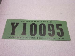 1954 Michigan Resident Deer Hunting License Back Tag Y10095