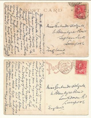 9 Postcards Canada Interesting Messages Prince Of Wales To Liverpool 1917 - 1919