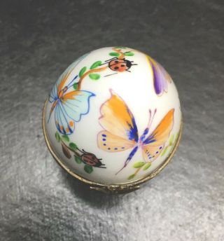 Peint Main Limoges Porcelain Egg Shaped Trinket Box with Perfume Bottle Floral 2