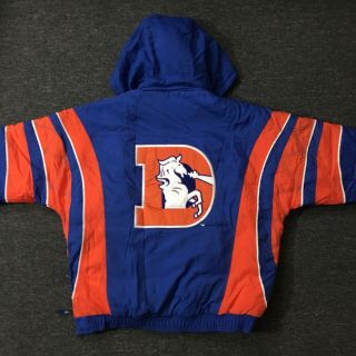 Vintage Starter Pro Line Mens Denver Broncos Hooded Full Zip Nfl Jacket Coat L