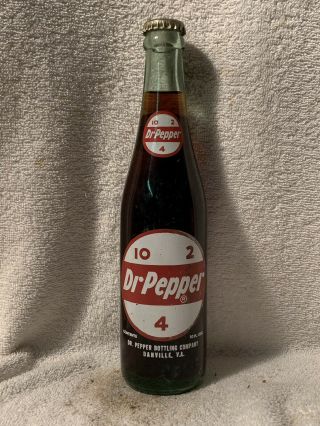Full 10oz Dr.  Pepper Slant 10 - 2 - 4 Acl Soda Bottle Danville,  Va