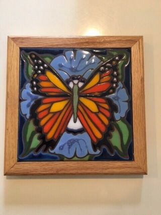 Triton Tile Hand Painted Hot Plate Wall Art Butterfly Made In Usa Euc