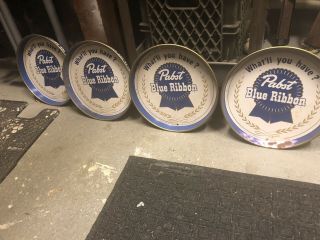 4 Vintage Metal Beer Serving Tray Pabst Blue Ribbon Brewing Milwaukee Wisconsin