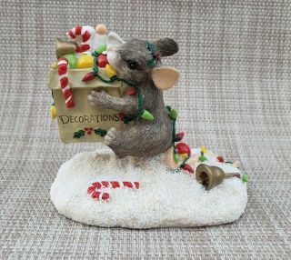 Charming Tails 1997 " All The Trimmings " Christmas Mouse Figurine Fitz & Floyd