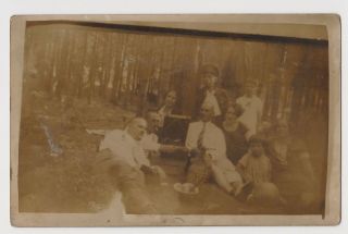 People In Park With Music Gramophone Portrait Vintage Orig Photo (53792)