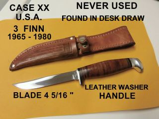1965 - 1980 Case Xx U.  S.  A.  3 Finn Vintage Hunting Knife With Sheath
