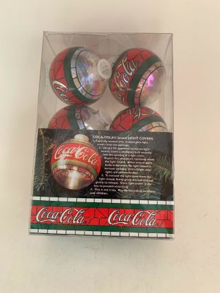 6 Coca Cola Stained Glass Light Covers Christmas Tree 1997 Ornament 2
