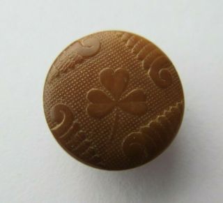 Fabulous Small Antique Vtg Carved Vegetable Ivory Button W/ Clover Design (h)