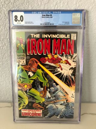 Iron Man No.  4 8.  0 Cgc White Pages : 1968 : : " Unconquered Is The Unicorn " :