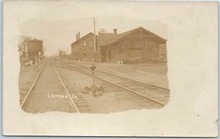 Lowden,  Iowa Rppc Photo Postcard Railroad Depot Train Station View - 1907 Cancel