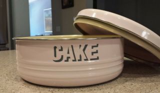 Vintage Cake Tin Saver Keeper Travel Carrier Pastel Pink Mid Century