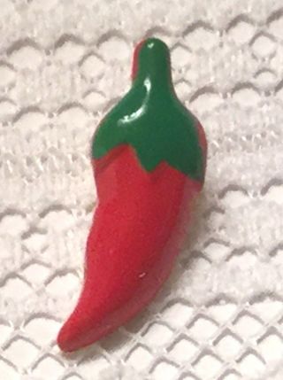 Vintage Hand Painted Aluminum Red Hot Chili Pepper Button Jhb