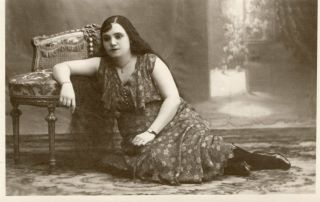 Egypt Vintage Photo.  Cute Curve Sexy Lady With Long Hair.