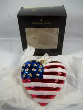 Pre Owned Radko American Red Cross Brave Heart Us Flag Colors W/box Wear