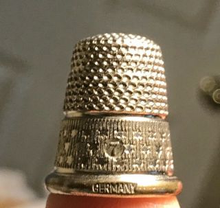 Vintage Silver Metal Star Design Thimble Made In Germany Size 7.