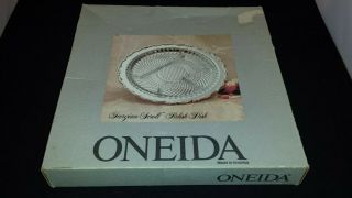 Oneida Georgian Scroll 2 Pc Relish Dish Silverplate With Glass Liner 12 1/2 "