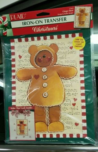 2 Vtg Plaid Gingerbread Bear Iron On Transfer Shirt/tee/top Christmas Unique